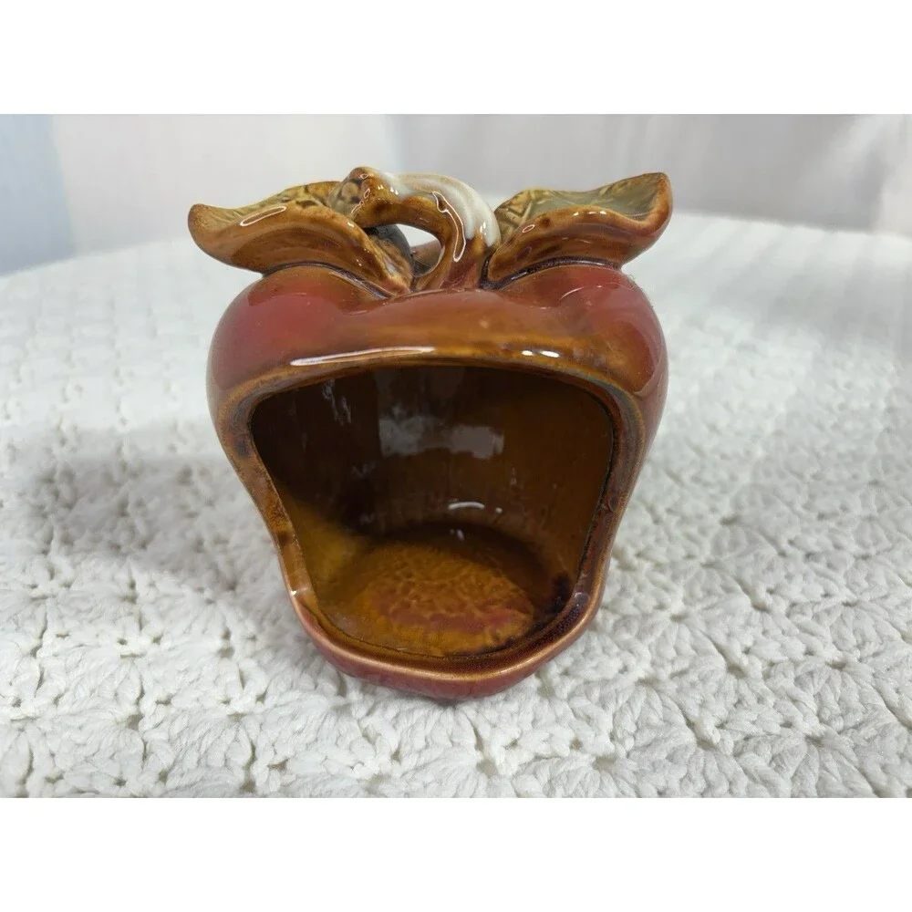 Vintage Ceramic Apple Kitchen Scrubbie Sponge or Soap Holder Scrubby glazed